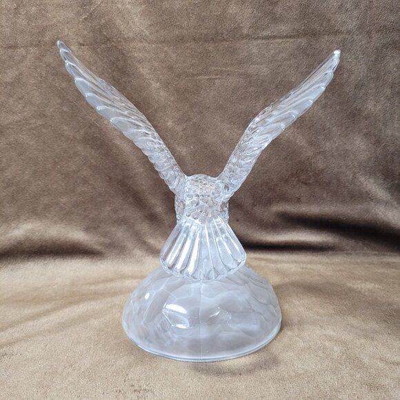 Eagle Art Glass Statue Figure on Frosted Rock Open Wings Patriotic Paperweight - Picture 4 of 11